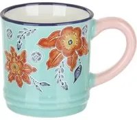 Tazzina caffè fiori 90 ml in porcellana arancione e azzurra