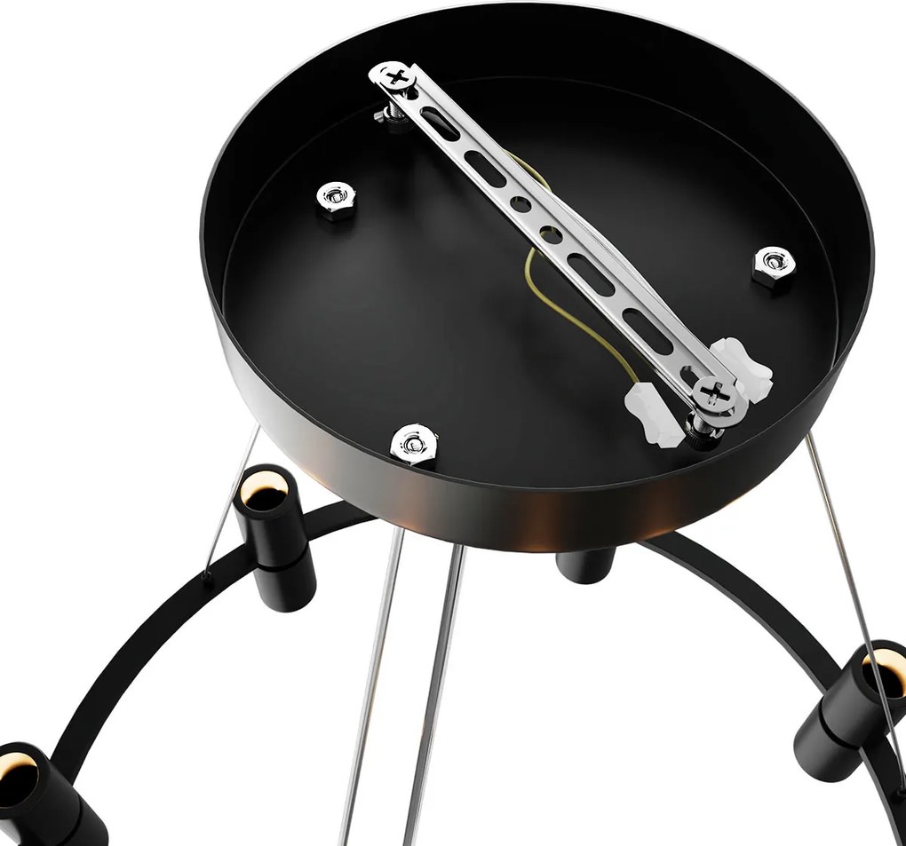 Lampadario Circolare a Sospensione 14xGU11 in Pietra Nera