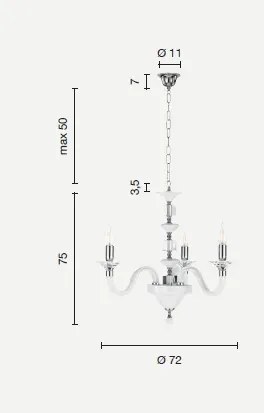 Lampadario in vetro e cristallo ottano gala 3 luci lp.gala-3-ott