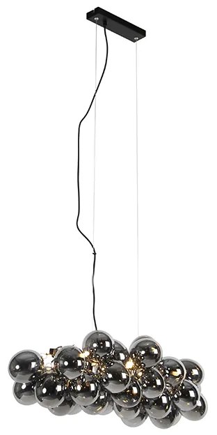 Lampada a sospensione smart nera con vetro fumé 8 luci con Zigbee G9 - Uvas