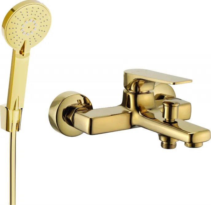 Mexen Lynx R40 batteria da vasca con set doccia, oro - 74593R40-50