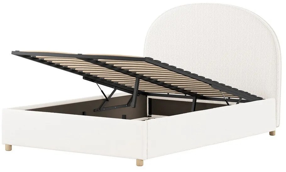 Letto matrimoniale imbottito bianco con contenitore con rete inclusa 140x200 cm Moon – Vipack