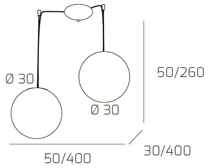 Sospensione Contemporanea Target Metallo Cromo Vetro Cromo Trasp 2 Luci E27 30Cm