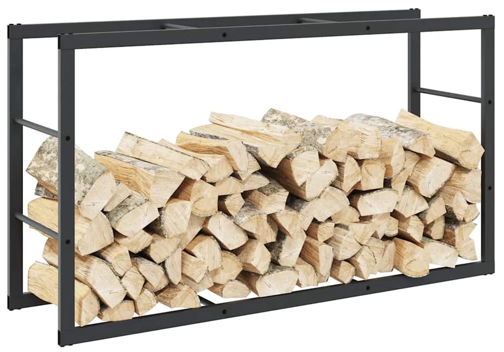 Rastrelliera Per Legna Da Ardere Nera 110x30x61 Cm İn Acciaio /