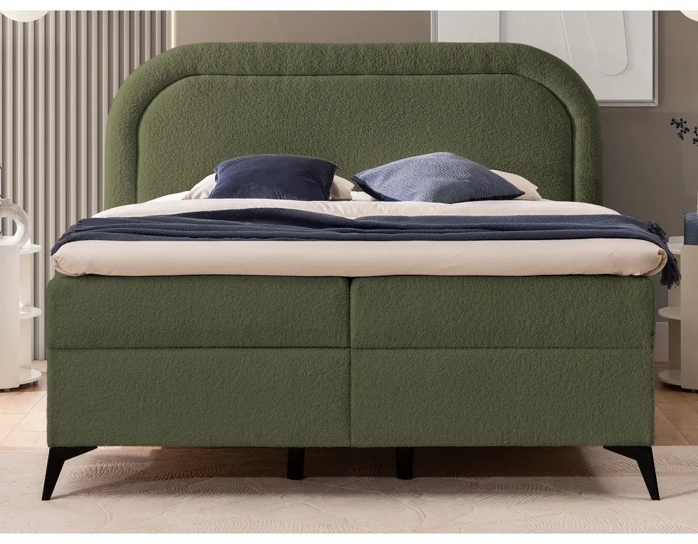 Letto boxspring verde con contenitore 180x200 cm Ornes – Ropez