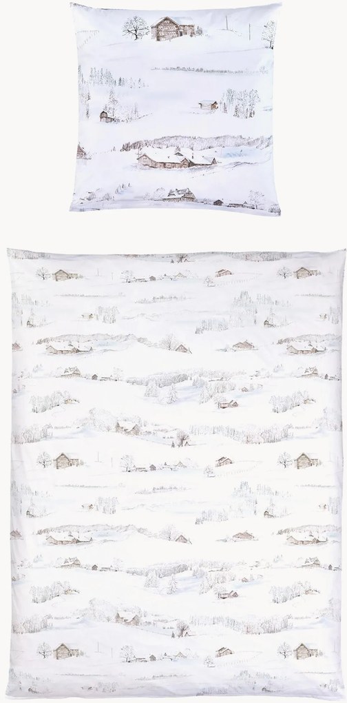 Set copripiumino in raso di cotone bianco Season