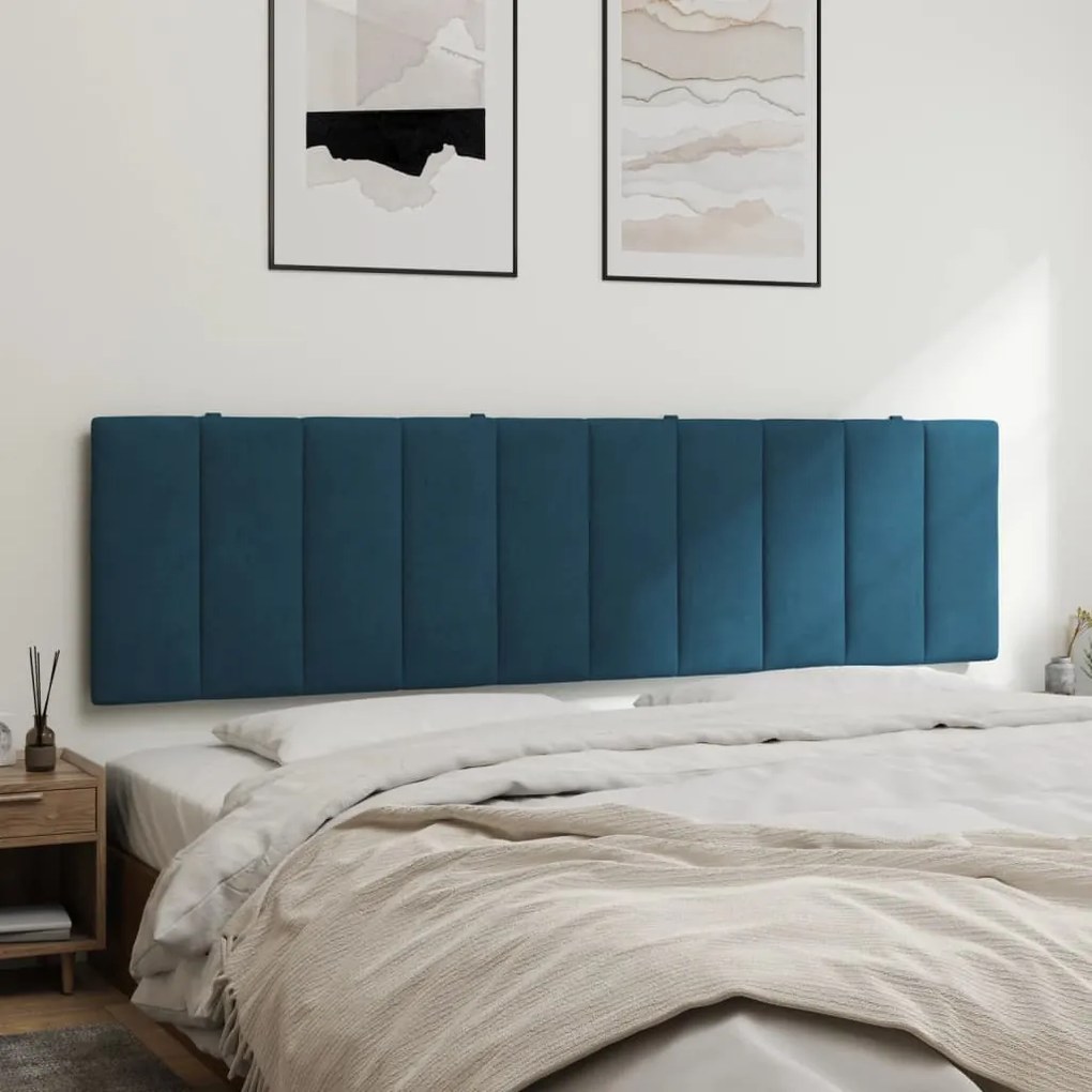 Cuscino testiera blu 180 cm in velluto