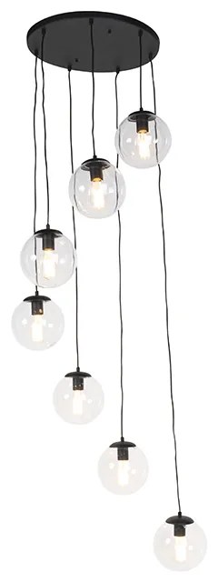 Lampada a sospensione Art Déco nera 7 luci - Pallon