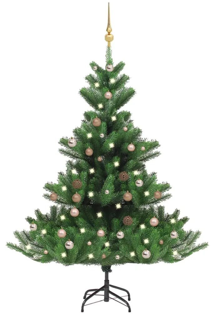 Albero Natale Artificiale Nordmann con LED e Palline Verde, Albero Natale Artificiale Nordmann LED Palline Verde 120 cm III