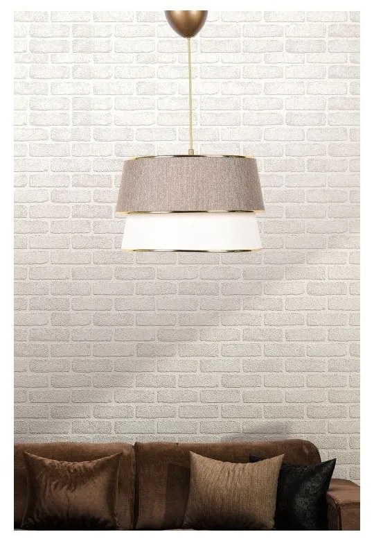 Lampadario beige/color crema con paralume in tessuto ø 30 cm – Opviq lights