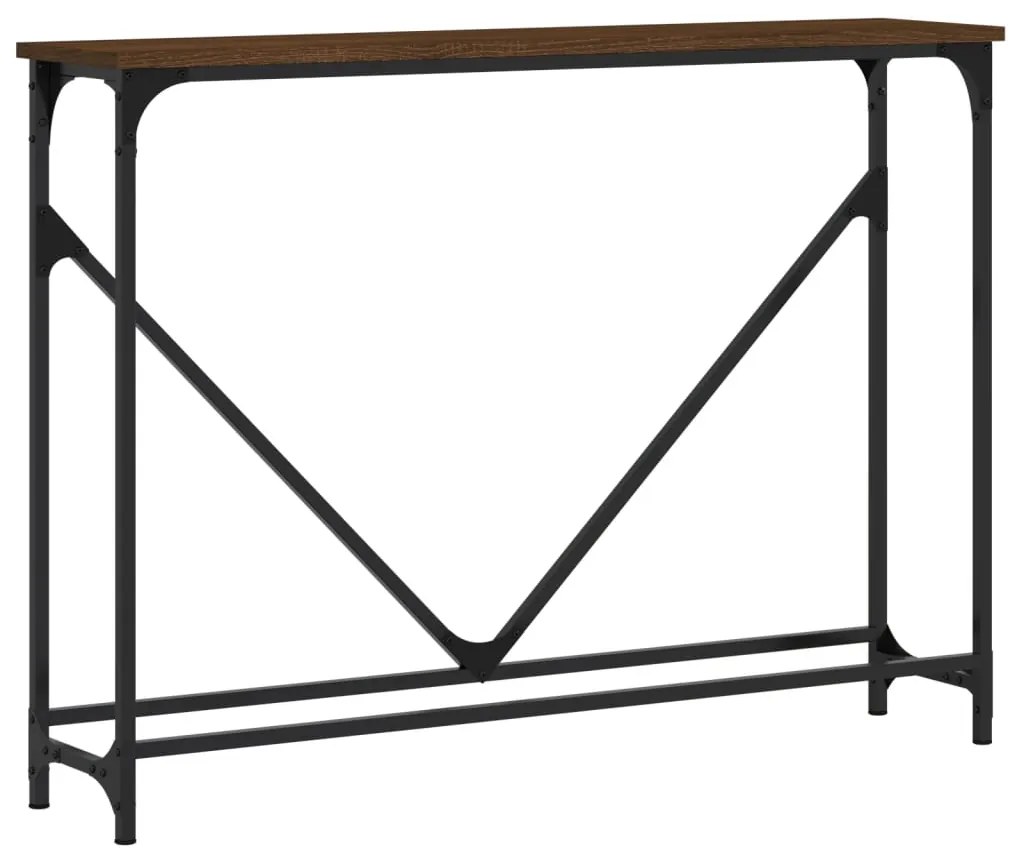 Tavolo consolle rovere marrone 102x22,5x75 cm legno multistrato