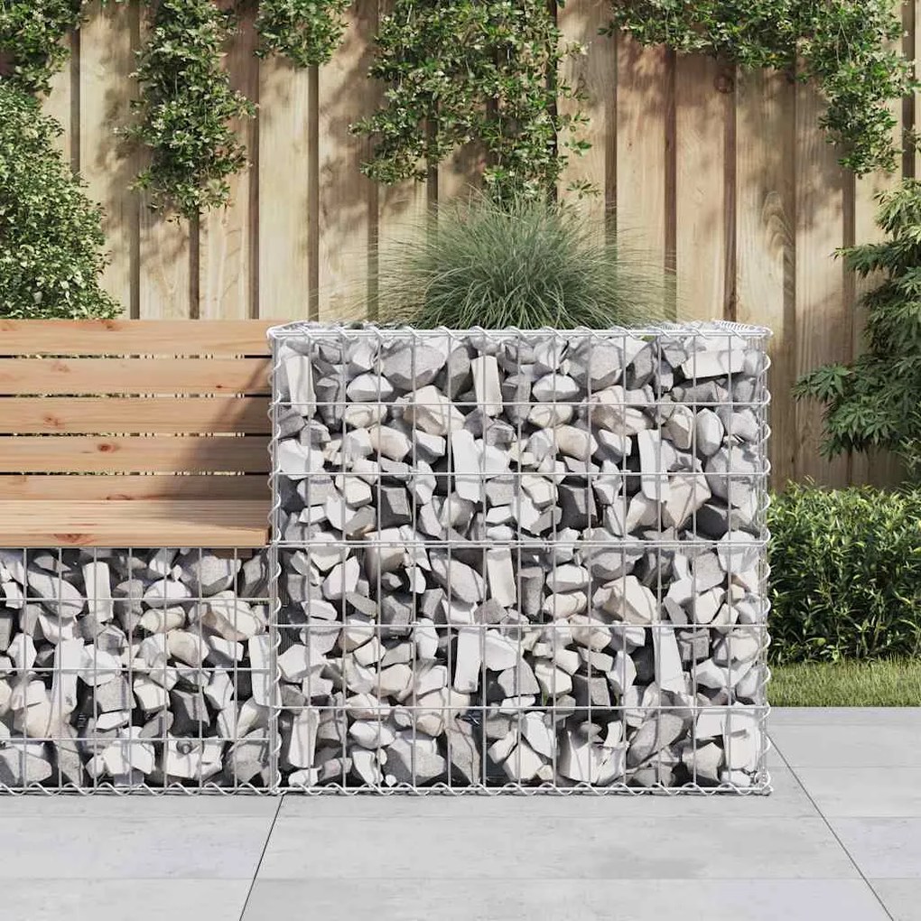 Cesto Gabbione Argento 70x70x65 Cm Ferro Zincato /