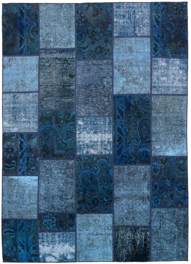 Patchwork Tappeto 240 x 170 Blu (Iran) Annodato A Mano