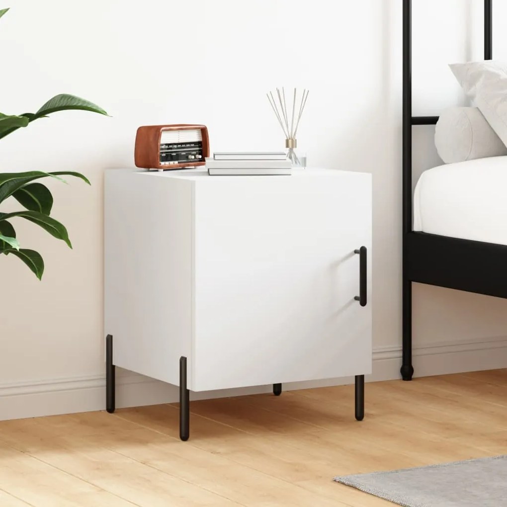 Comodino Bianco 40x40x50 Cm İn Legno Multistrato /