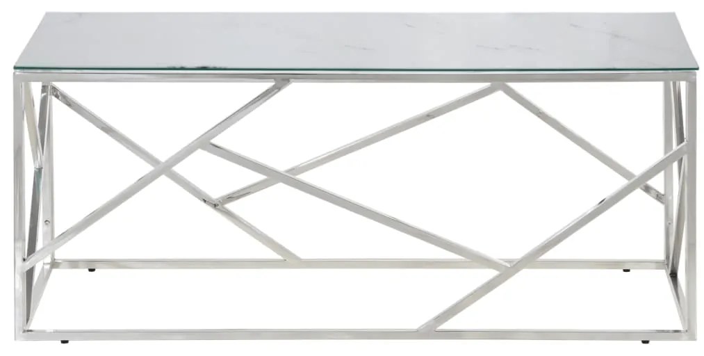 Tavolino salotto argento acciaio inossidabile vetro temperato