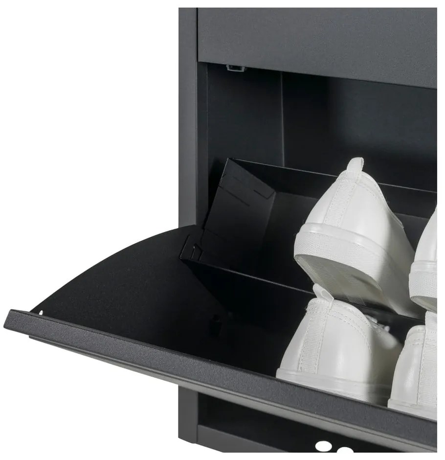 Scarpiera nera in metallo con ante ribaltabili 75x77,5x22,5 cm Billy – Spinder Design