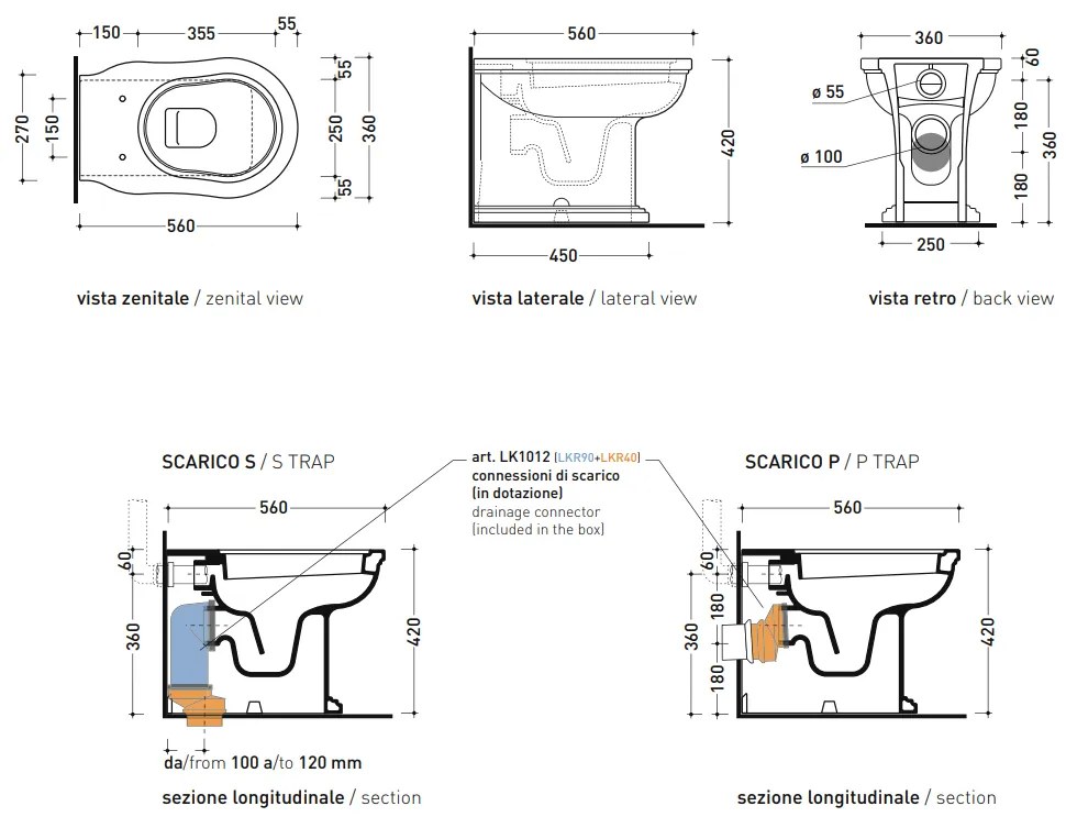 Ceramica Flaminia EFI Vaso filo muro con scarico SP in ceramica bianco