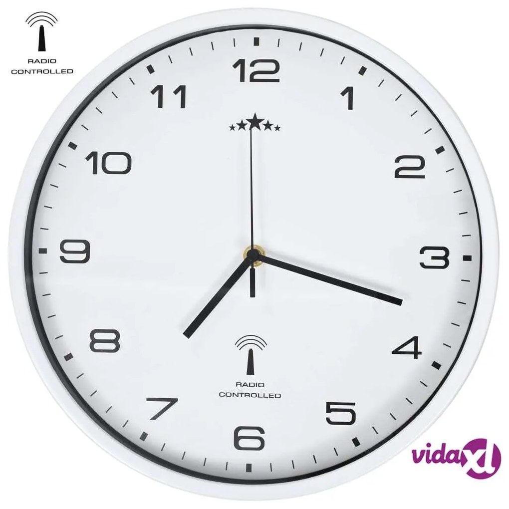 vidaXL Orologio a Parete Radiocontrollato Movimento Quarzo 31cm Bianco