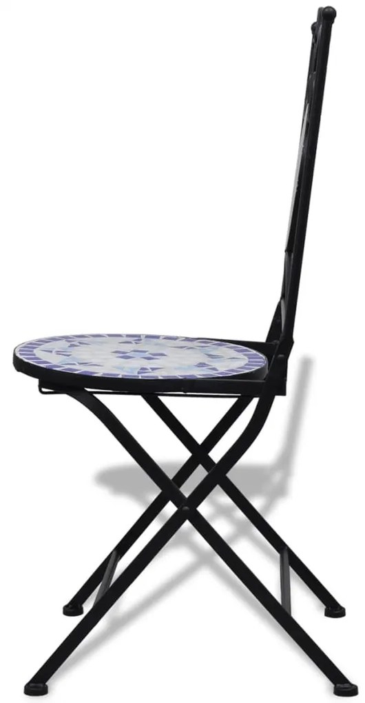 Sedie da bistrot pieghevoli 2 pz in ceramica blu e bianco