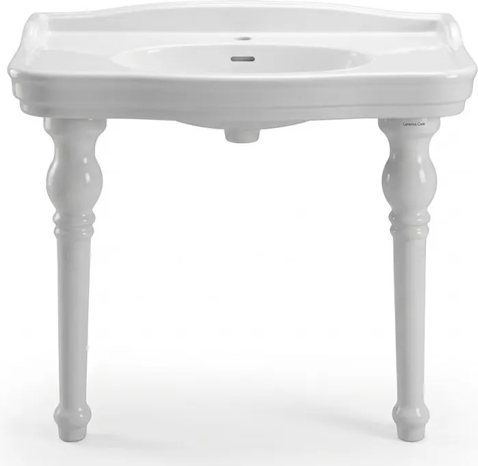 Set di 2 gambe per mobili tonde IMPERO in ceramica bianca lucido L 100 x P 20 x H 75 cm