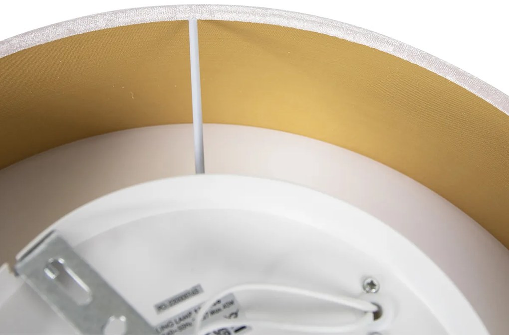 Plafoniera moderna rosa 40 cm con interno oro - Drum
