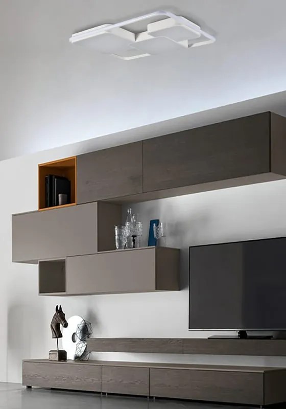 Plafoniera LED design Yanira, bianco 80x60 cm, luce con 3 temperature di colore dimmerabile NOVECENTO