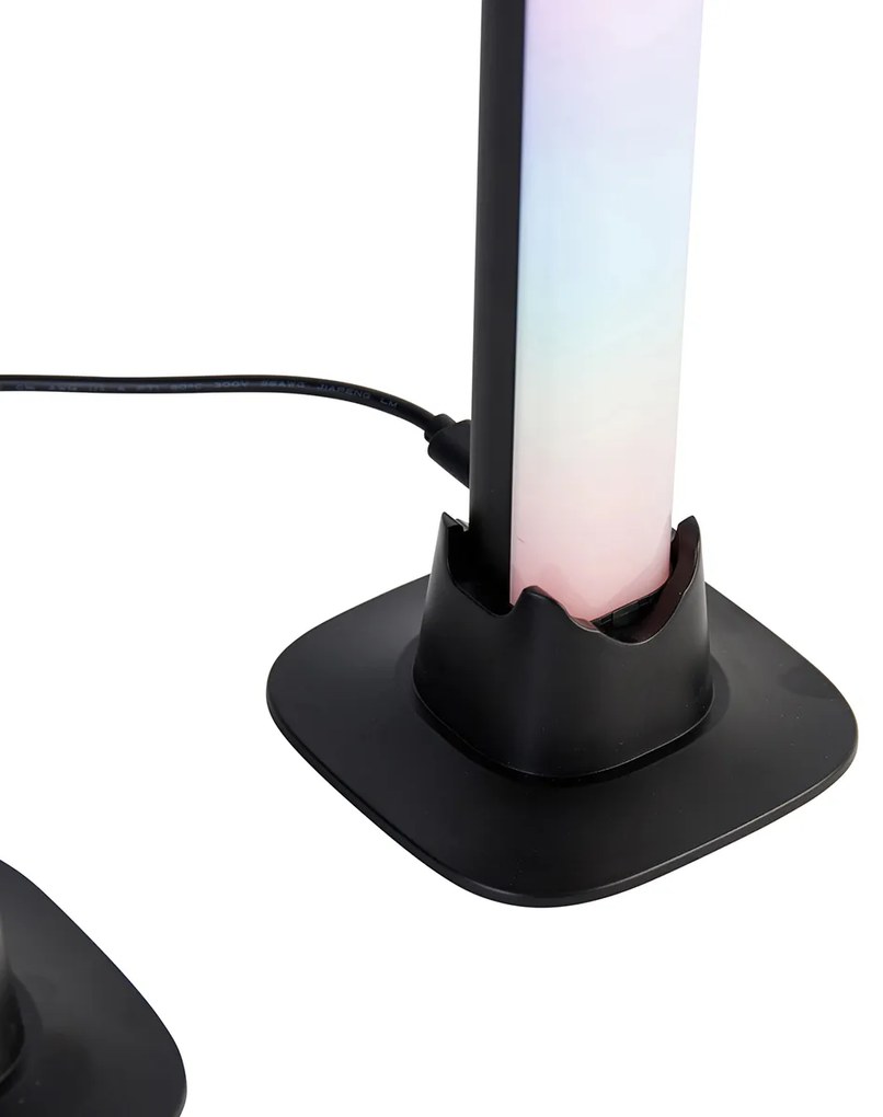 Lampada da tavolo nera incl. LED con telecomando e RGB - Arnold