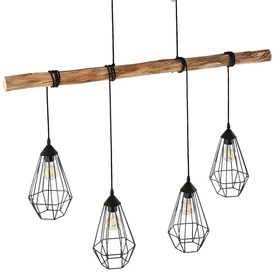 Lindby - Eldarion 4 Lampada a Sospensione Nero/Quercia Lindby