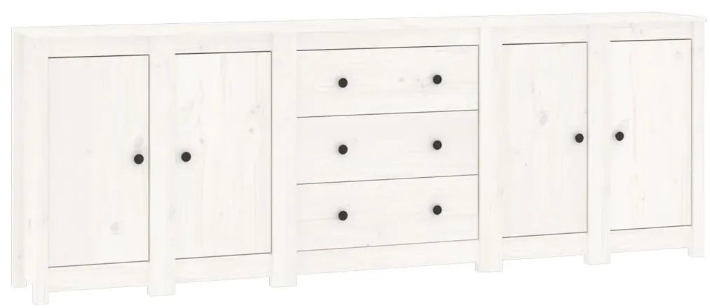 Credenza bianca 230x35x80 cm in legno massello di pino