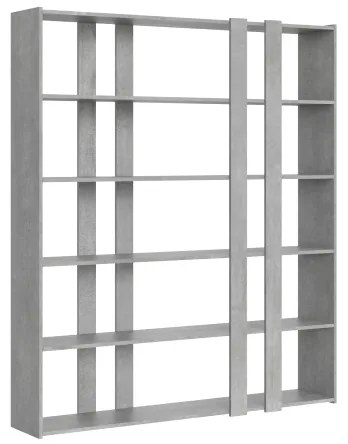 Libreria 178x204h cm in legno Cemento con 6 ripiani - KATO A