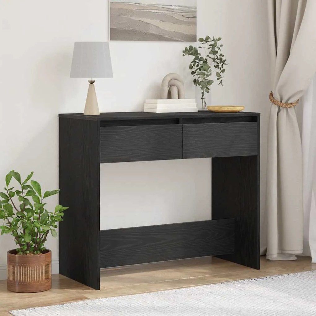 Tavolino Consolle Rovere Nero 89x41x76,5cm Legno Multistrato /