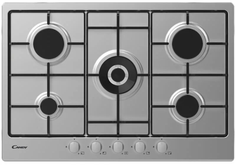 CHW74WX Piano Cottura da Incasso a Gas 75 cm 5 Fuochi Acciaio Inox timeless - Candy