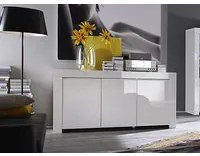 Credenza Moderna, Madia di Design, 3 ante, Bianco Lucido, Alba ZLCAML-MDP