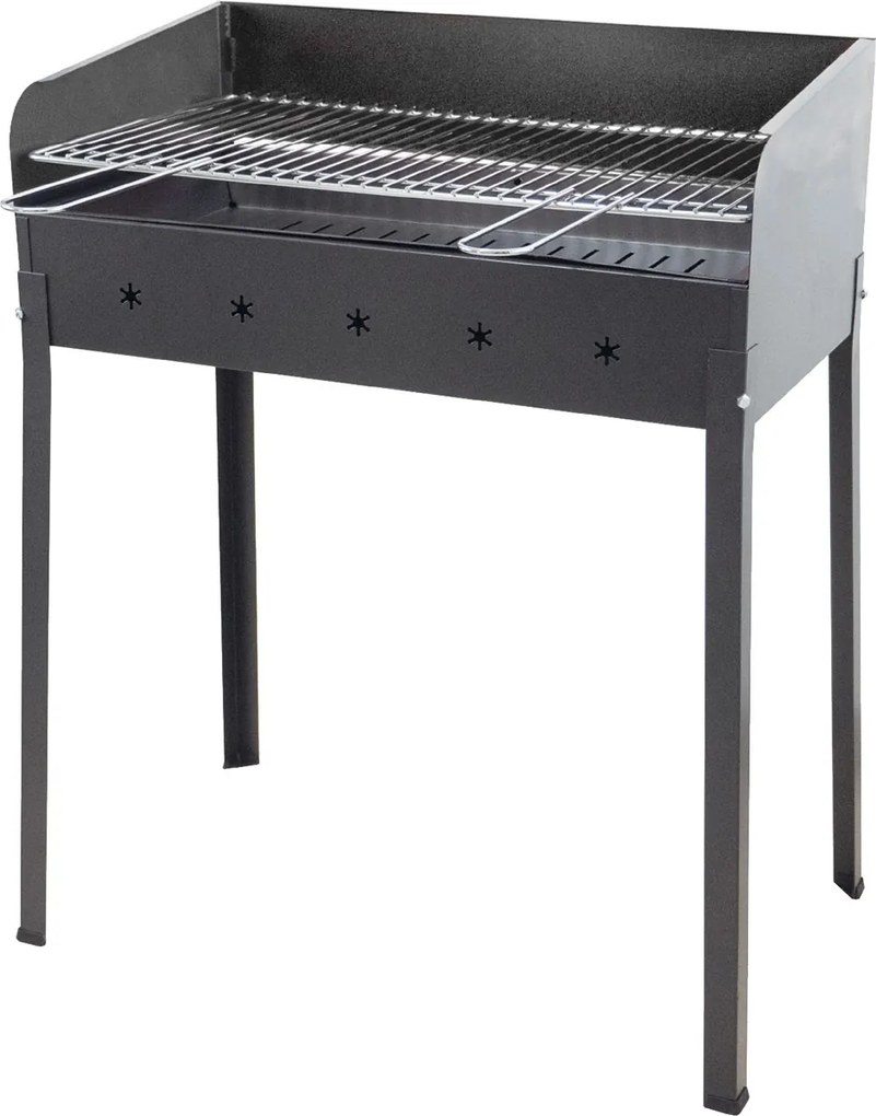 Barbecue a Carbone Stella-eco 60x40x90 cm Griglia Regolabile a 2 Altezze in Acciaio Nero...