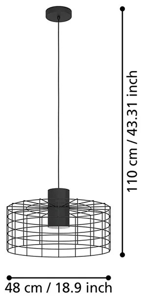 Lampadario Industrial Milligan Grande 1 Luce Acciaio Nero E Bianco