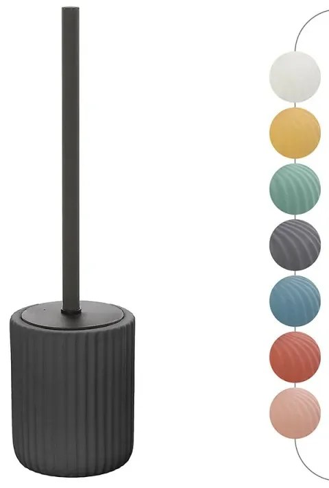 Scopino wc nero in ceramica soft touch con setole nere Spring