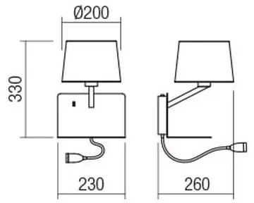 Redo 01-1807 - Applique a LED TOMO 1xE27/42W/230V+1xLED/3W