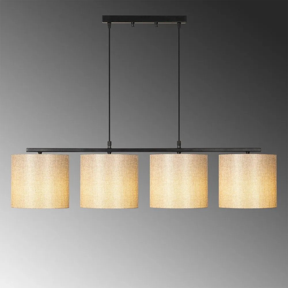 Lampadario nero con paralume in tessuto Baston – Opviq lights