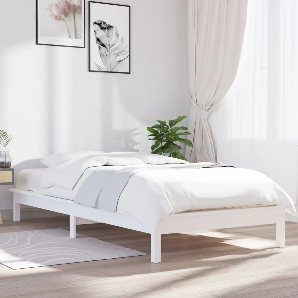 Giroletto Bianco 90x200 Cm İn Legno Massello Di Pino /