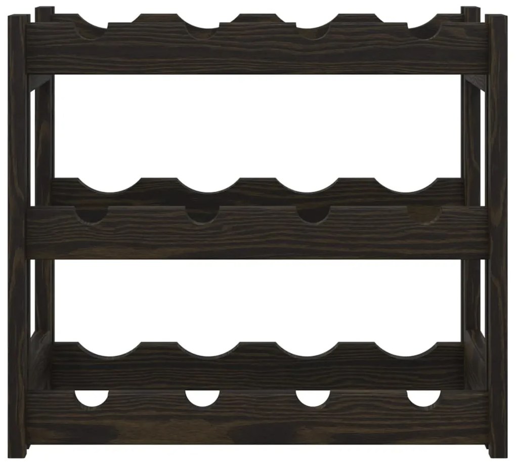 Portabottiglie per 12 bottiglie nero legno massello di pino