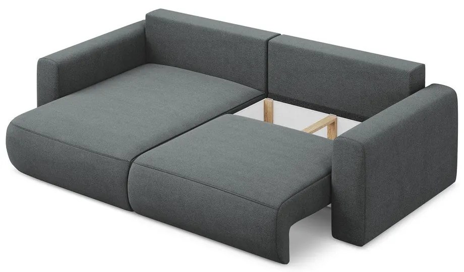 Divano angolare grigio scuro allungabile/con contenitore (con penisola a sinistra/con chaise lounge) Kapua – Makamii