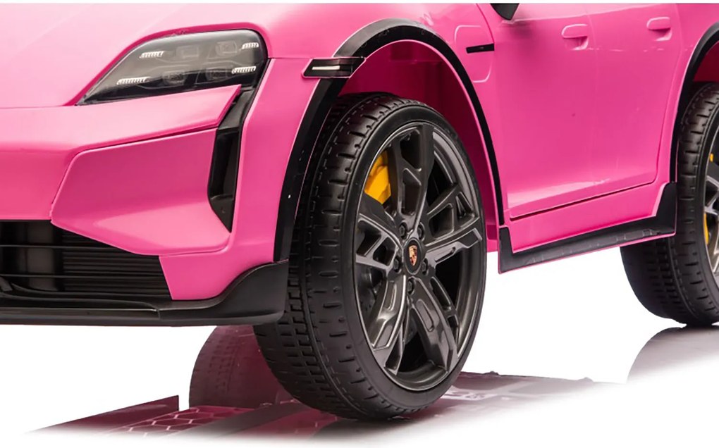 Macchina Elettrica per Bambini Porsche Taycan Turbo S 12V con Telecomando Bluetooth Luci LED e Tappetini Rosa...
