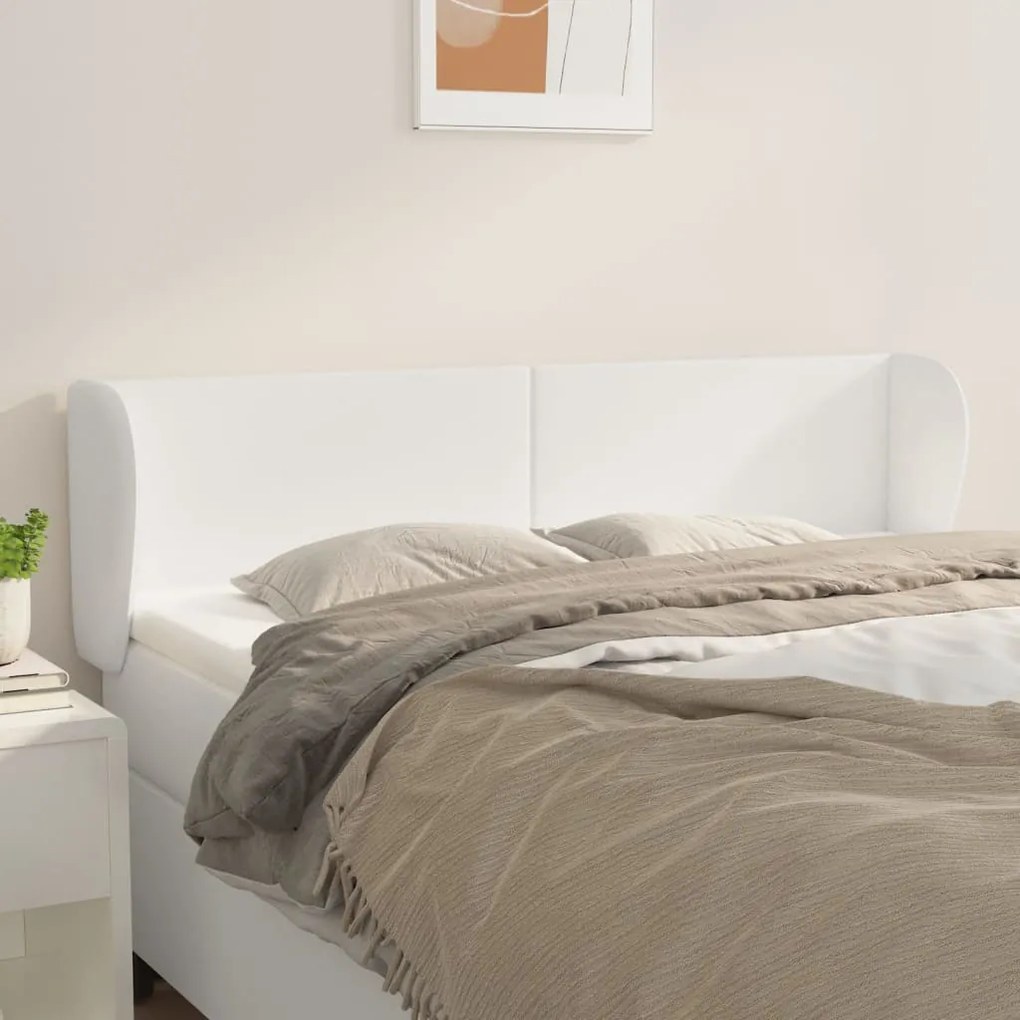 Testiera Ad Orecchio Bianca 147x23x78/88 Cm İn Similpelle /
