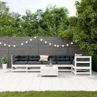 Set Salotto Giardino 7pz con Cuscini Bianco Legno Massello Pino 3250869