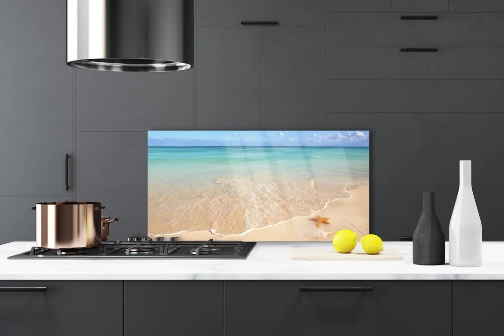 Pannello rivestimento parete cucina Paesaggio della spiaggia delle stelle marine 100x50 cm