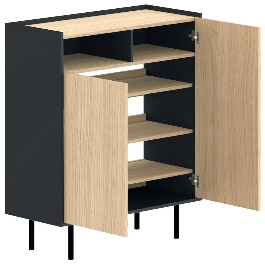 Scarpiera in rovere con decoro nero e naturale Sienna - TemaHome