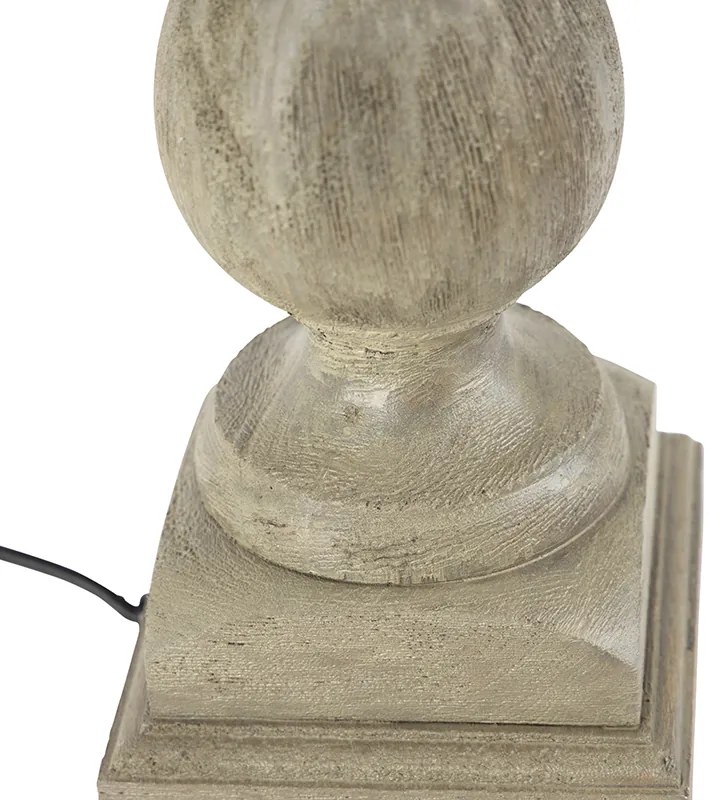 Lampada da tavolo rustica senza paralume legno grigio vintage - Hyssop