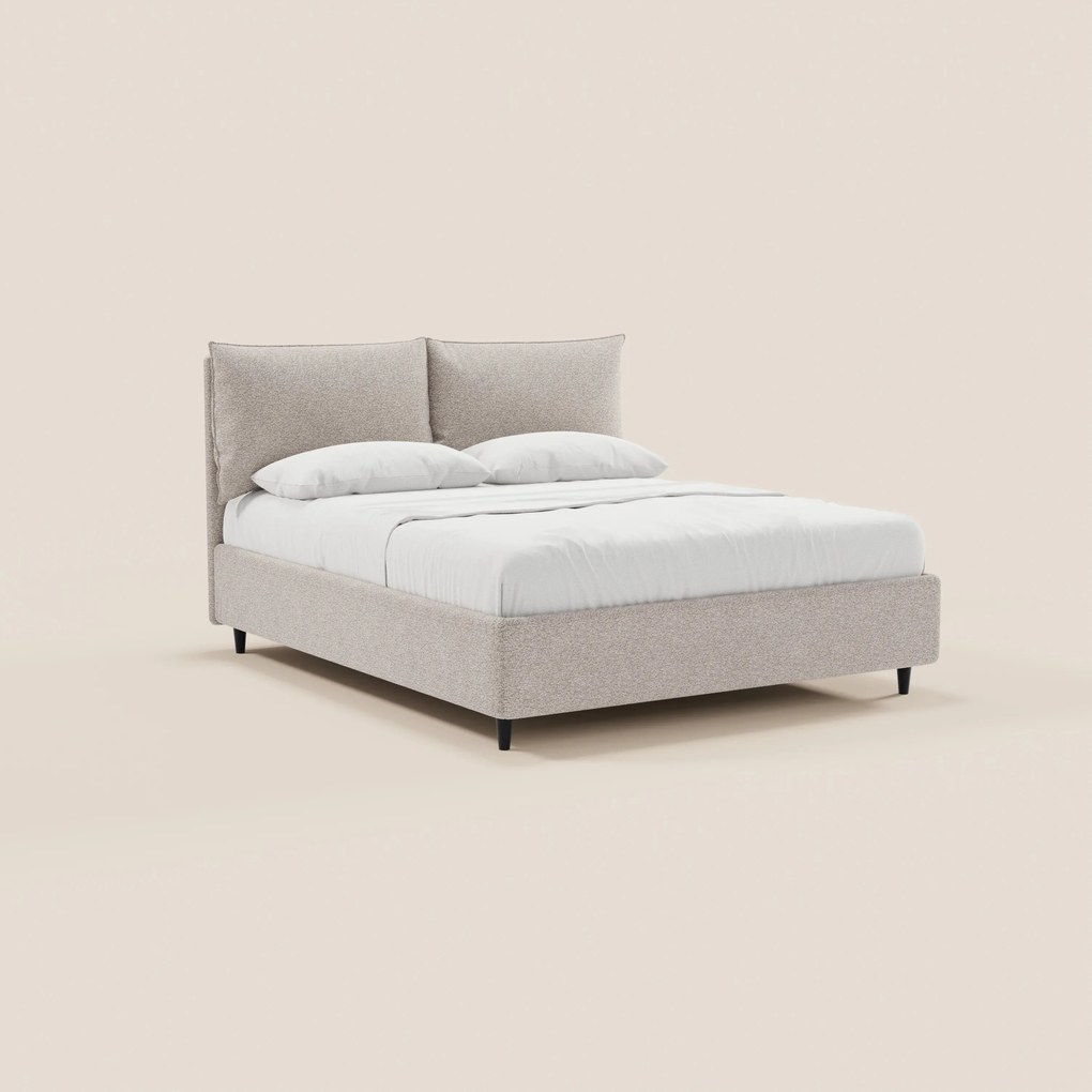 ZAYRON letto imbottito con vano contenitore e morbidi cuscini regolabili - design moderno in tessuto certificato Oeko-Tex®