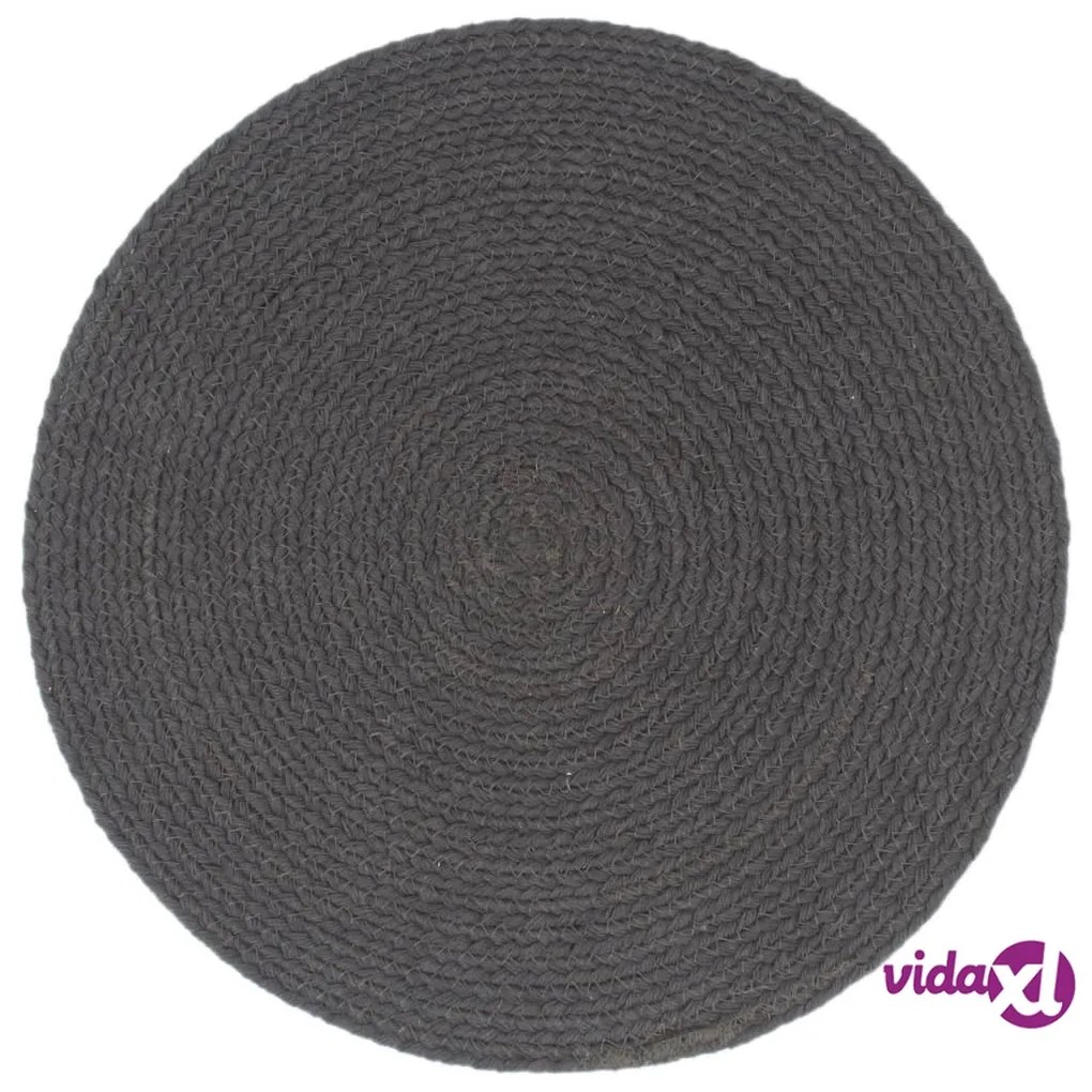 vidaXL Tovagliette 4 pz Grigio Scuro Neutro 38cm Rotonde in Juta