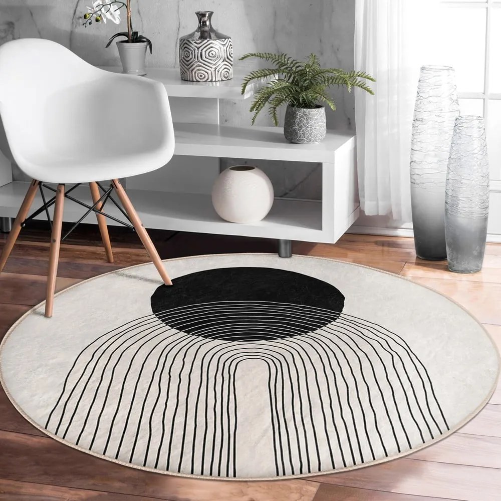 Tappeto rotondo color crema lavabile ø 120 cm Comfort – Mila Home